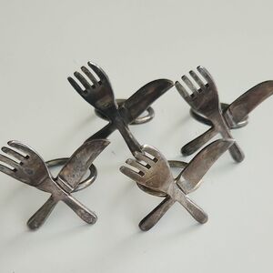 Silverplate Fork and Knife Napkin Rings
